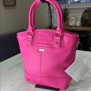 thirty-one Bright Pink Pebbled Leather Tote